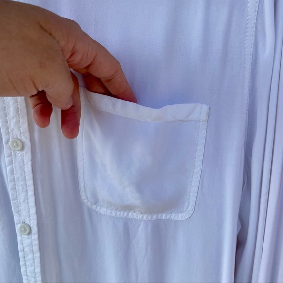 Beachlunchlounge viscose white long sleeve button down top - Picture 4 of 12